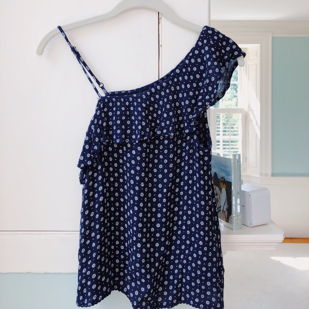 aqua: navy asymmetrical tank